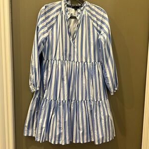 JCrew | Tiered Popover Dress in Striped Cotton Poplin